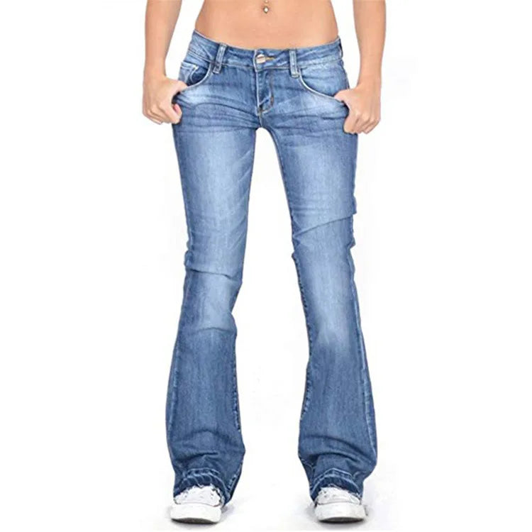 Wolfftop Damen Low Rise Flared Jeans: Lässige Vintage Skinny Bell Bottom Jeans