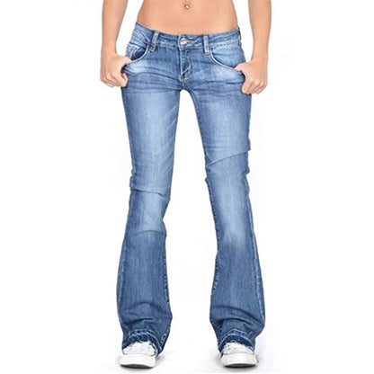 Wolfftop Damen Low Rise Flared Jeans: Lässige Vintage Skinny Bell Bottom Jeans