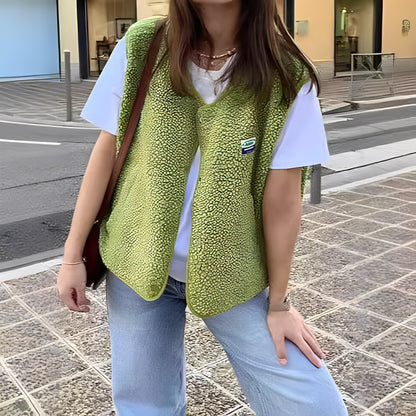 Wolfftop Damen Weste mit Einfacher Knopfverschluss