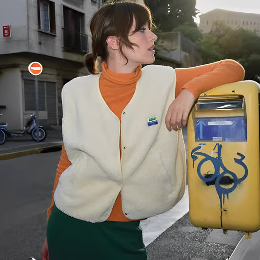 Wolfftop Damen Weste mit Einfacher Knopfverschluss