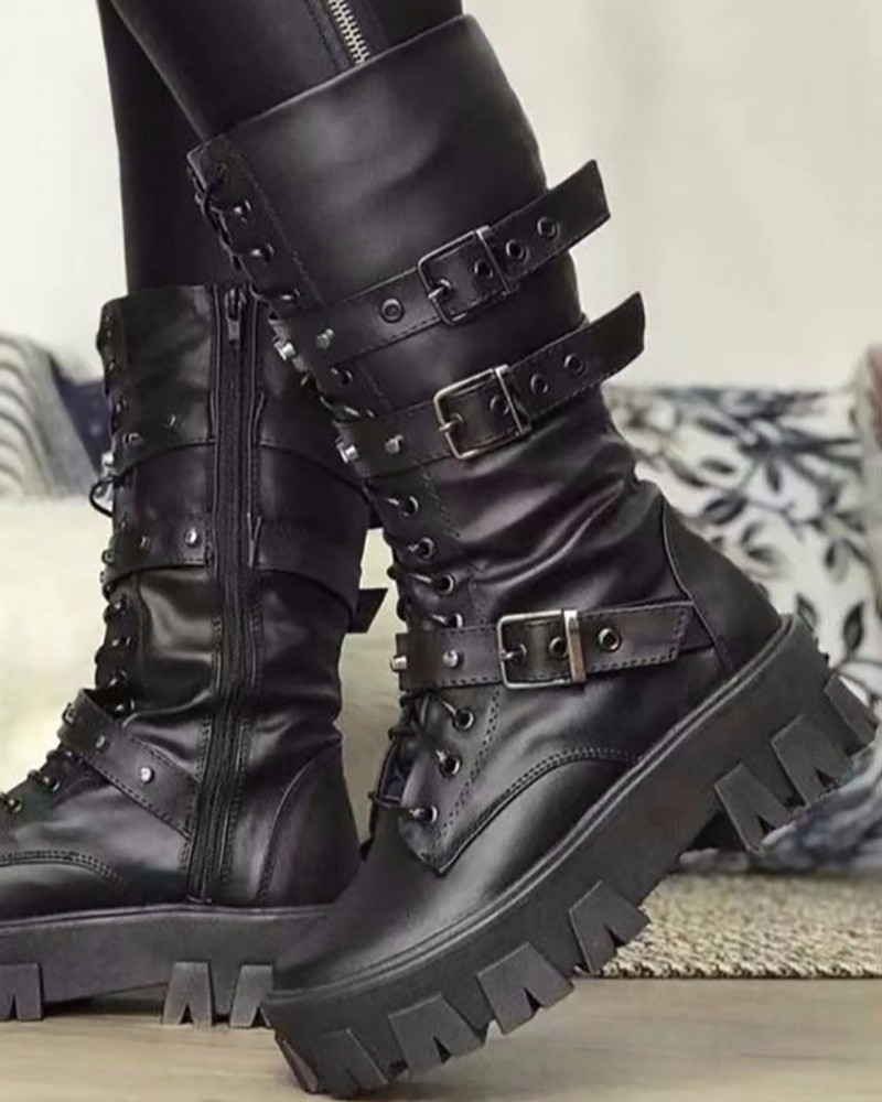 HeidiMode | Stiefel Mit Reißverschluss Und Schnallen