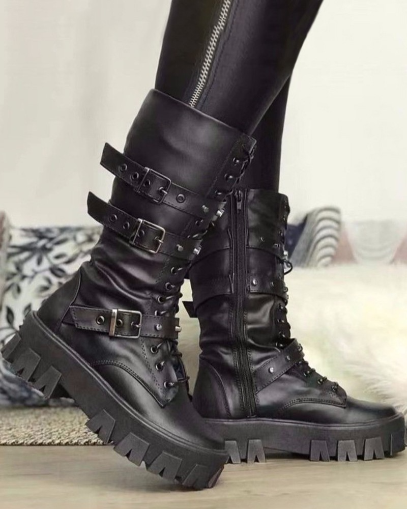HeidiMode | Stiefel Mit Reißverschluss Und Schnallen